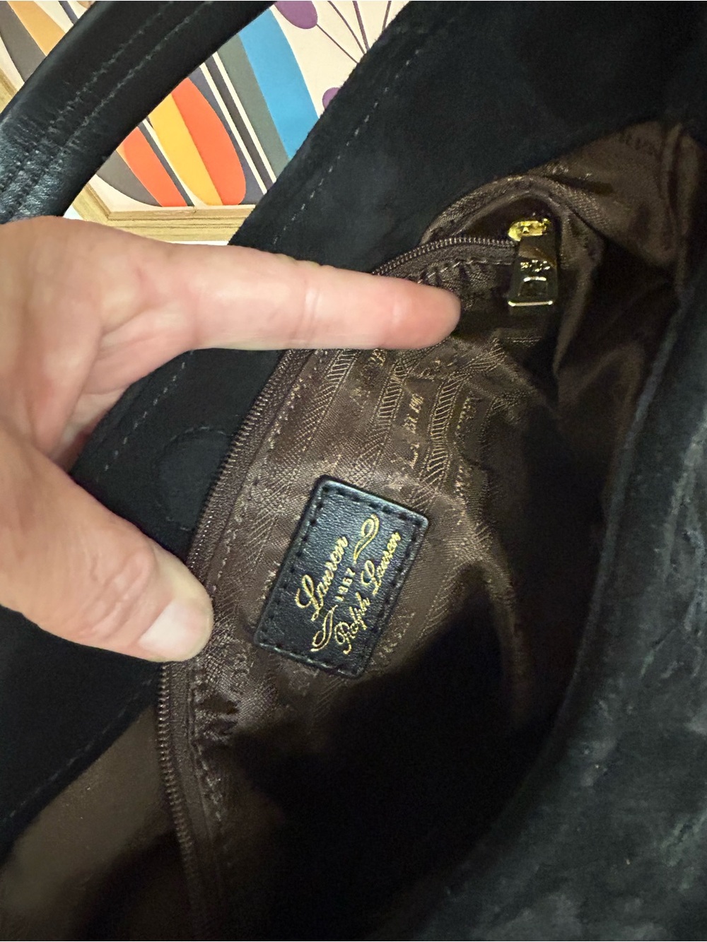NWOT Ralph Lauren Indian Cove black suede hobo - Picture 12 of 16